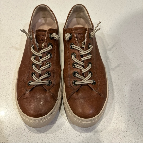 Paul Green women’s size 9 Hadley platform leather sneaker. Cognac. - Picture 4 of 9